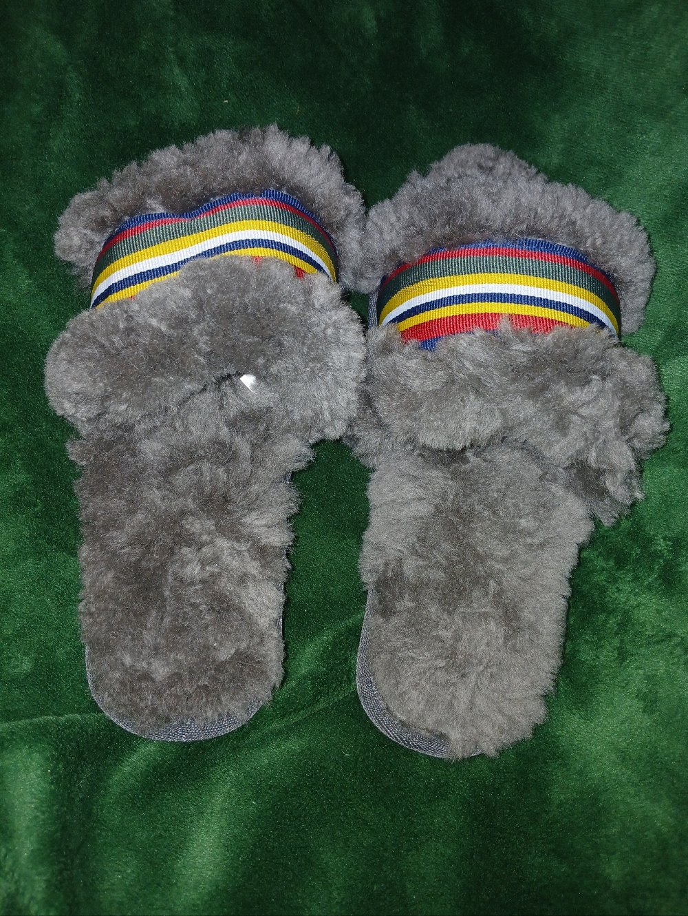 Emu Australia Fuzzy Slide Sandals with Multicolor Straps